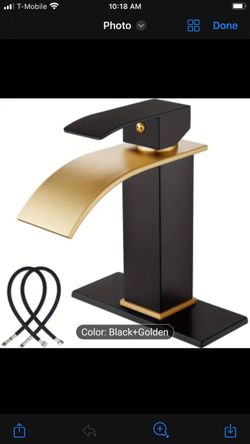 Black and Gold Waterfall Bathroom Faucet