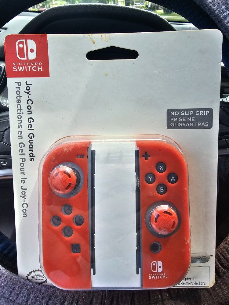 Grips GEL Orange + 2Caps ((Non ROUGE) Pour joy-con Nintendo Switch OLED PDP Plus Games