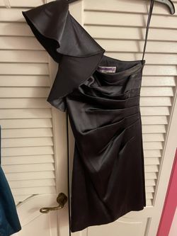 Satin Charcoal Gray Party Dress