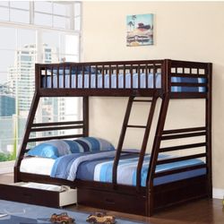 Twin/Full Bunkbed W/2 STORAGE DRAWERS(Mattress Included:$745)