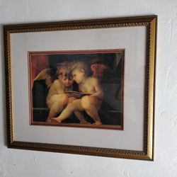 Two Cherubs Reading By Rosso Fiorentino Framed Print Copy