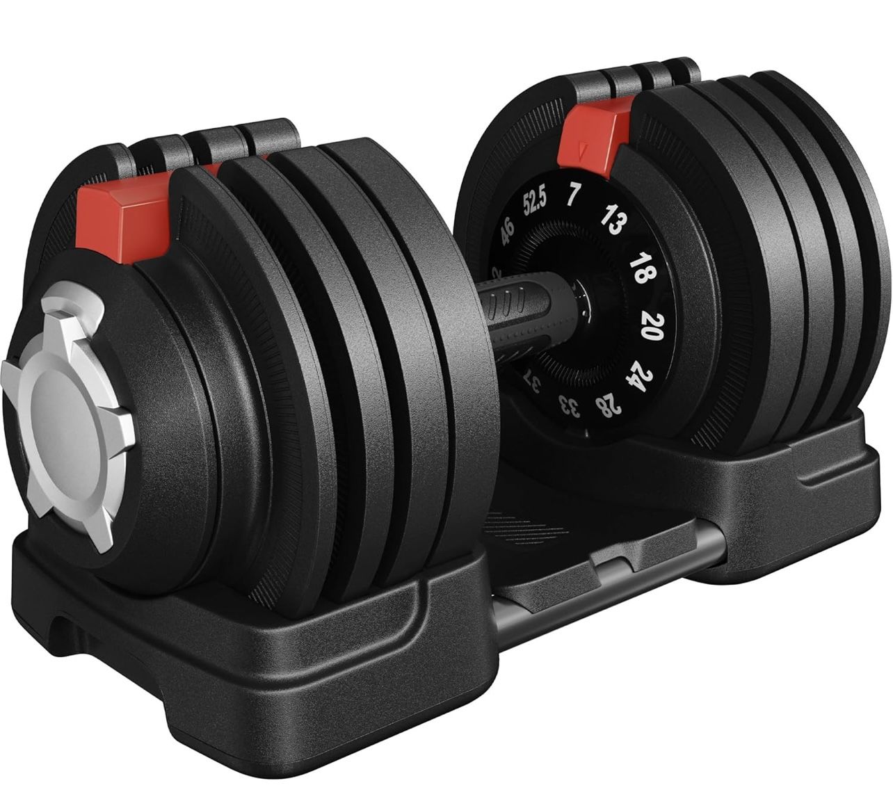 Adjustable Dumbbell Set 52.5LB Adjustable Dumbbells Fast Adjust Dumbbell Weight Set with Anti-Slip Handle and Tray for Men/Women Home Gym St