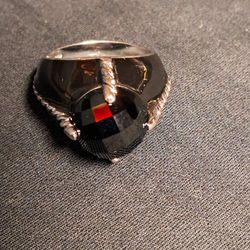 Sterling Silver Black Stone Men's Ring