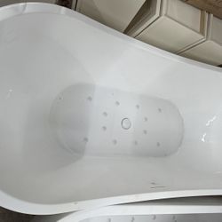 SIGNATURE HARDWARE 72" Sheba Acrylic Double-Slipper Air Tub with Foam