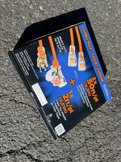 2x Prime 50 ft 12-Gauge Outdoor Extension Cords + Triple Tap, New Sealed