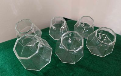 Dragon Glassware Diamond Whiskey Glasses (also known as diamond-cut or rock-facet lowball glasses)