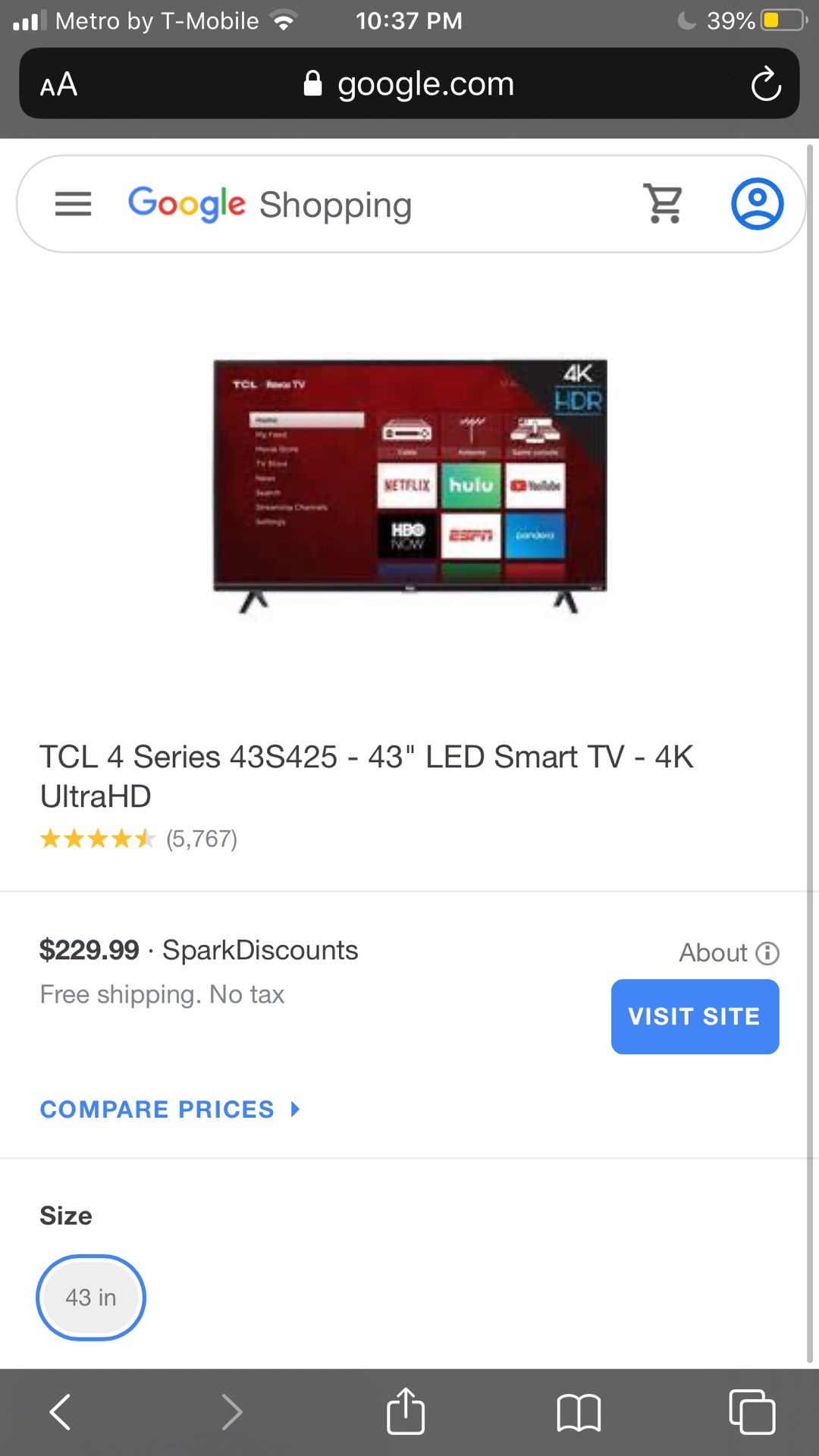 Tcl 43 inch tv with Roku and all accessories