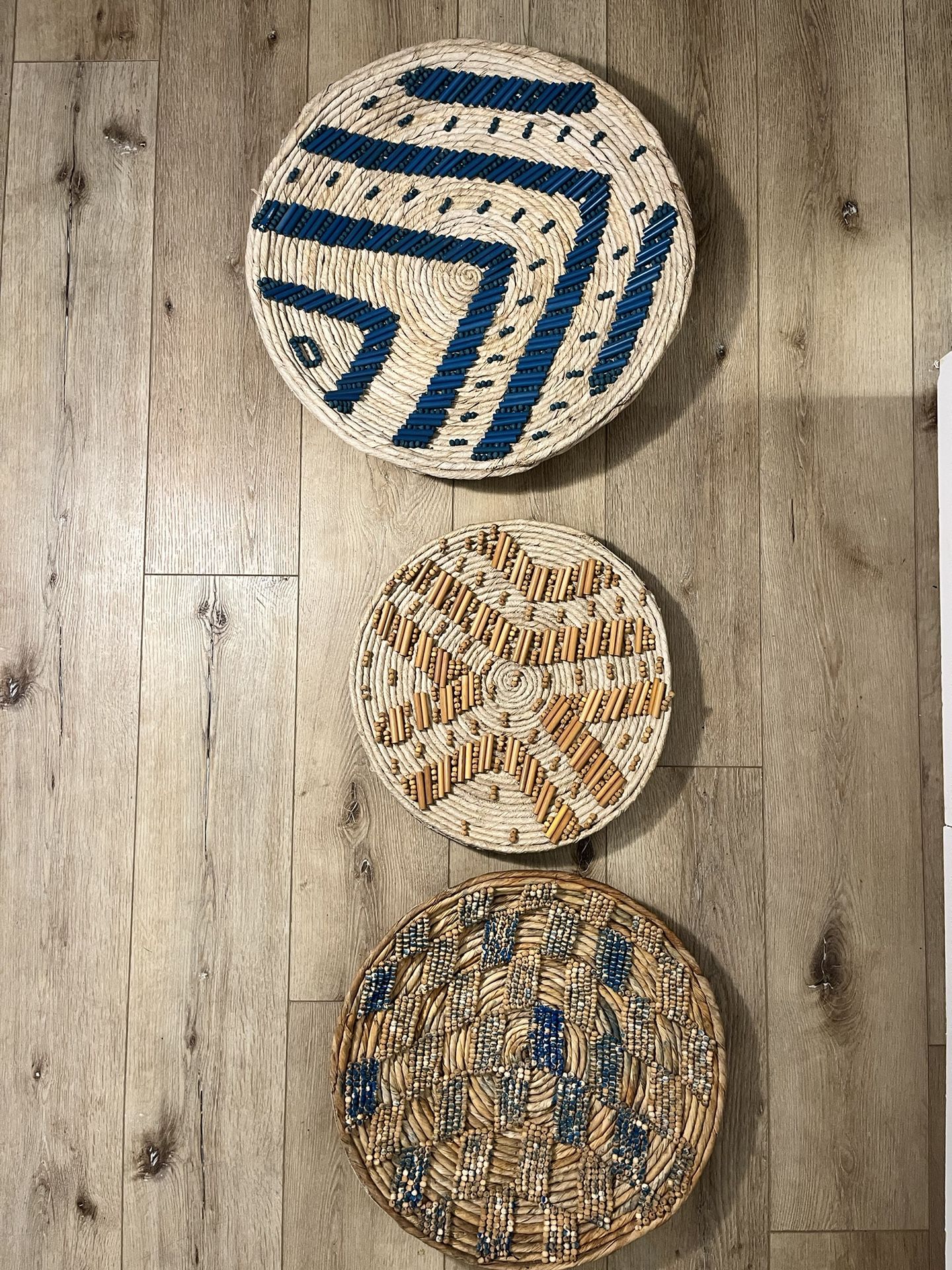 decorative woven wall baskets.