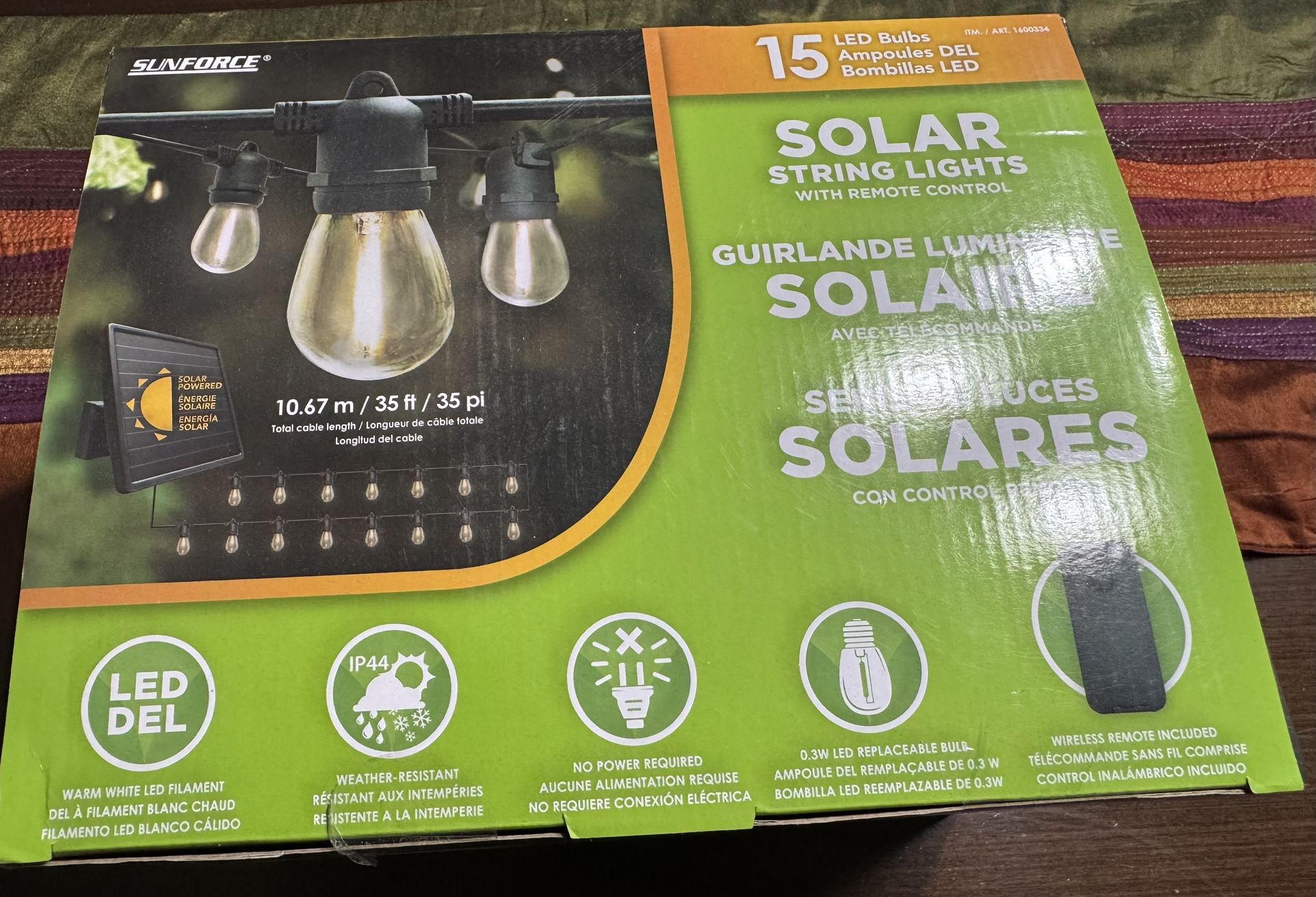 Sunforce Solar String LED Lights With Remote Control
