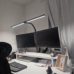 Dual monitors with arm set up