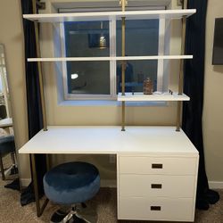 Restoration Hardware White Avalon Desk With Shelving~Gorgeous 