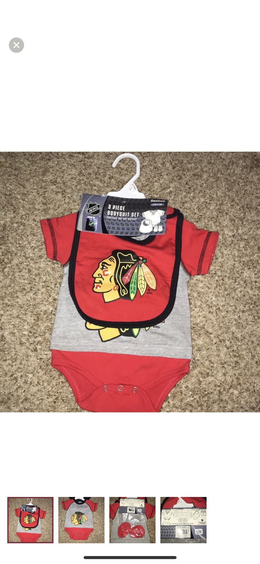 NHL Reebok 3 piece bodysuit set 0-3m