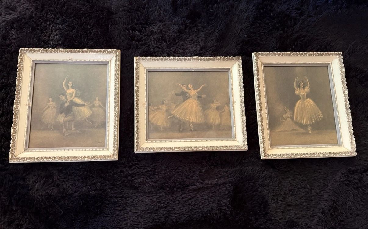 Vintage 1930s SOPHIE Ballet Interpretation Lithograph Prints Set of 3 TMCO 14x16