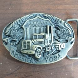 American Trucker Unique Belt Buckle American Eagles & American Flag.