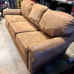 Sofa Bed ( Brow Suave Leather) Good Condition 180obo