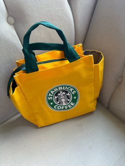Starbucks Coffee Yellow Canvas Mini Tote Bag