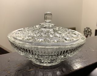 Vintage Federal Clear Glass Candy Dish Bowl With Lid