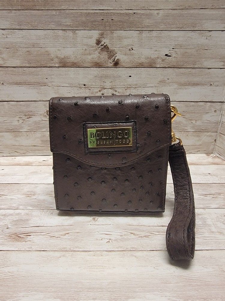Bolingo by Susan Todd Brown Ostrich Wristlet/Mini Purse