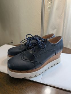 Navy Blue Leather Oxford Shoes size 8