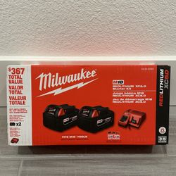 Milwaukee M18 18-Volt Lithium-Ion XC Starter Kit with Two 5.0Ah Batteries and Charger