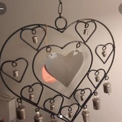 Heart shaped  metal wind chime with meta