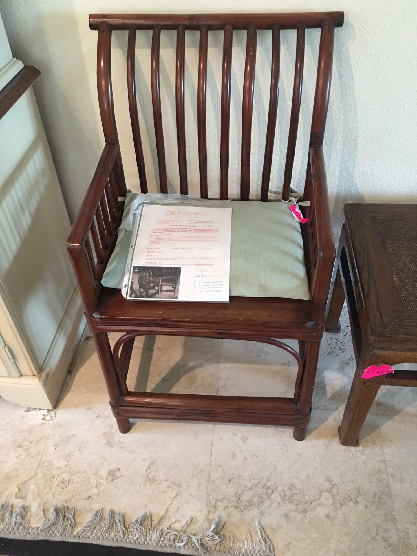 TWO ANTIQUE CHAIRS BAMBOO 37 INCHES