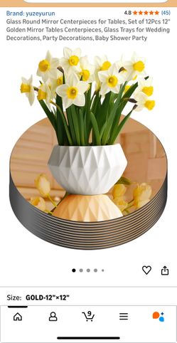 12 GOLDEN MIRRORS TABLE CENTERPIECES 12 inch  12 Espejos dorados 12 pulgadas