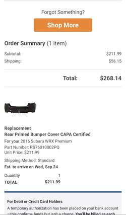 WRX 2016+ rear bumper