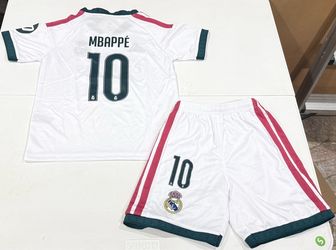 Adidas Real Madrid Mbappe kids youth jersey and shorts kit