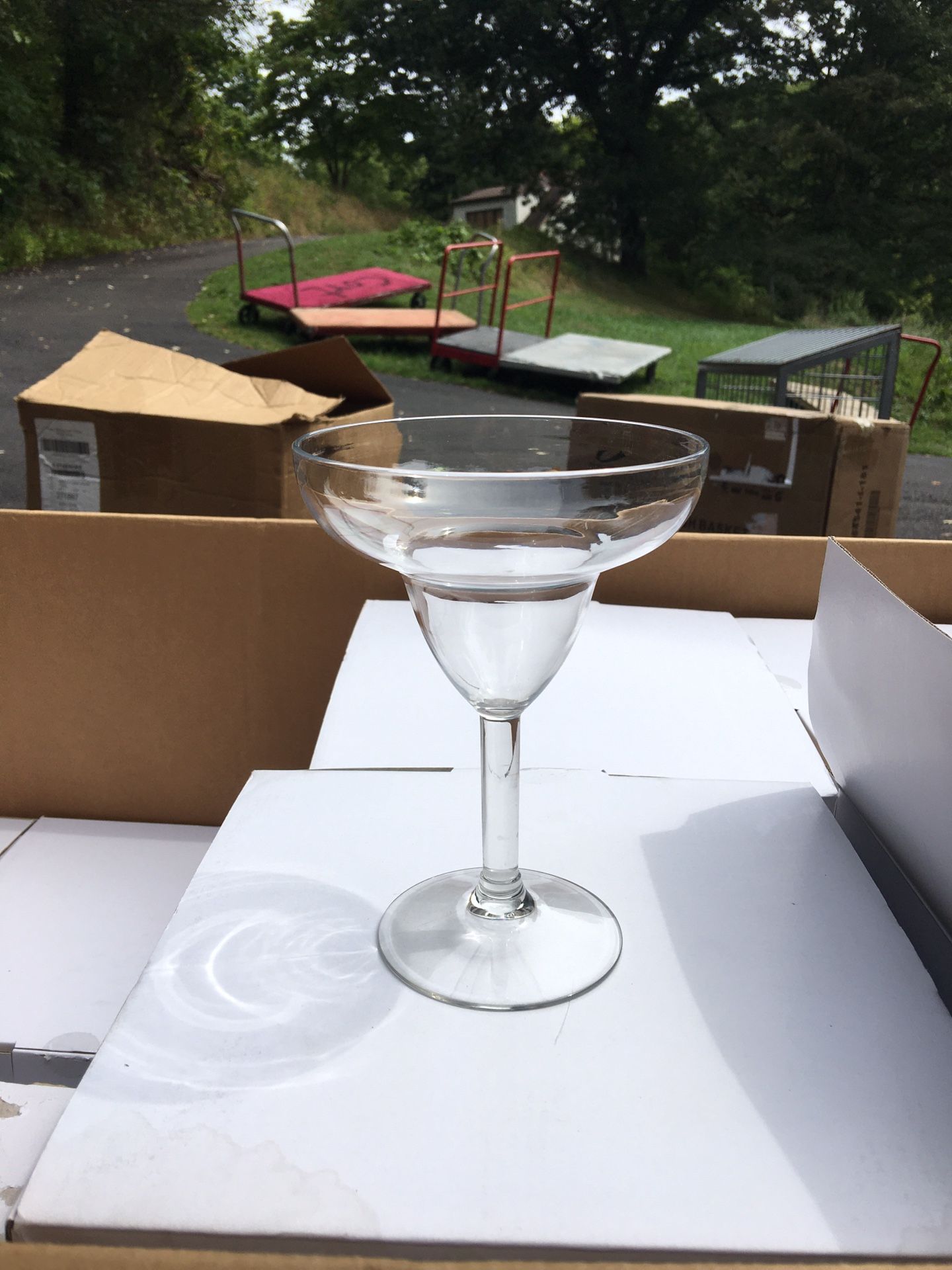 Plastic margarita glasses and hurricane glasses