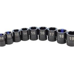MichaelPro 9Pc 3/8-Inch Drive Black Oxide Cushion Grip Sockets