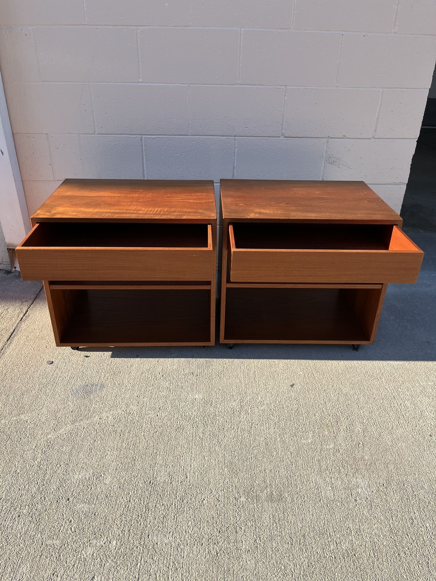 Vintage - MCM - Mid Century Modern - Dyrlund Style Teak Double Sided Sofa Tables (pair)