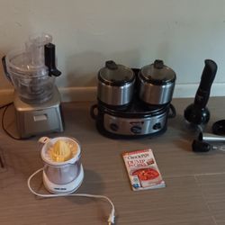 Small Kitchen Appliances: Food Processors, Slow Cooker 3 Pots, Coffee Grinder, Juicer, Wine Rack 