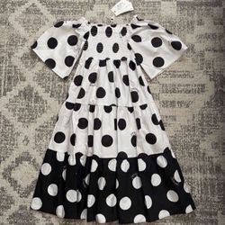 NWT TWINSET KIDS POLKA-DOT SHIFT DRESS   