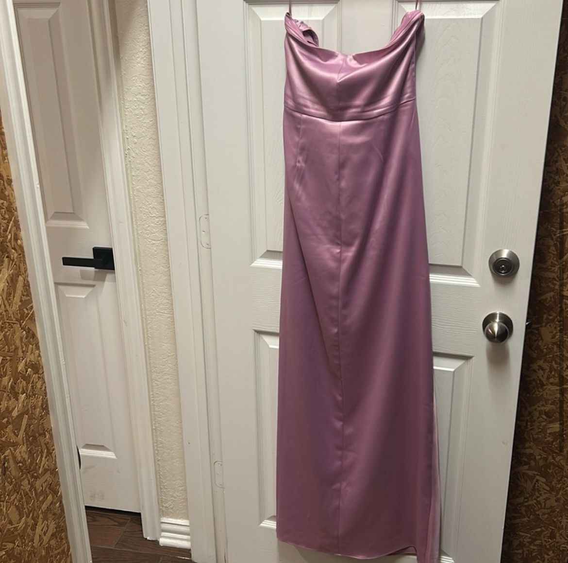 bhldn danielle strapless side slit stretch satin maxi dress BHLDN Danielle Strapless Side-Slit Stretch Satin Maxi Dress
