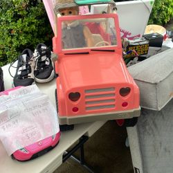 American Girl Doll Jeep With Surfboard.!
