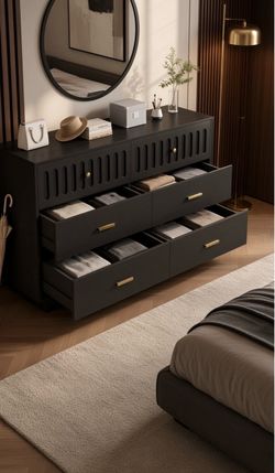 6 Drawer Dresser for Bedroom, Wide Modern Chest of Drawers