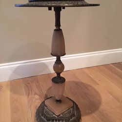 Marble Metal Floor Smoke Stand Plant Stand Vintage Mid Century