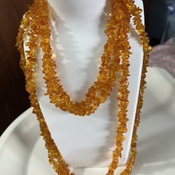 Long Amber Handmade Necklace 