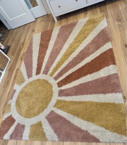 5 X 7 Helia Boho Modern Geometric Sun Shag Kids Rugs Playroom & Bedroom Nursery Area Rug High Pile OEKO-TEX Certified