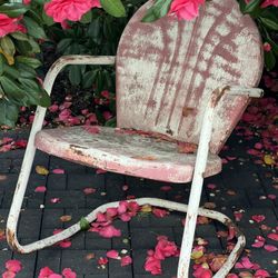 Vintage Metal Outdoor Rocker- Red And White 
