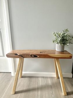 Solid Cedar Wood Bench ( New) H19/L30.5/D8.5 $90