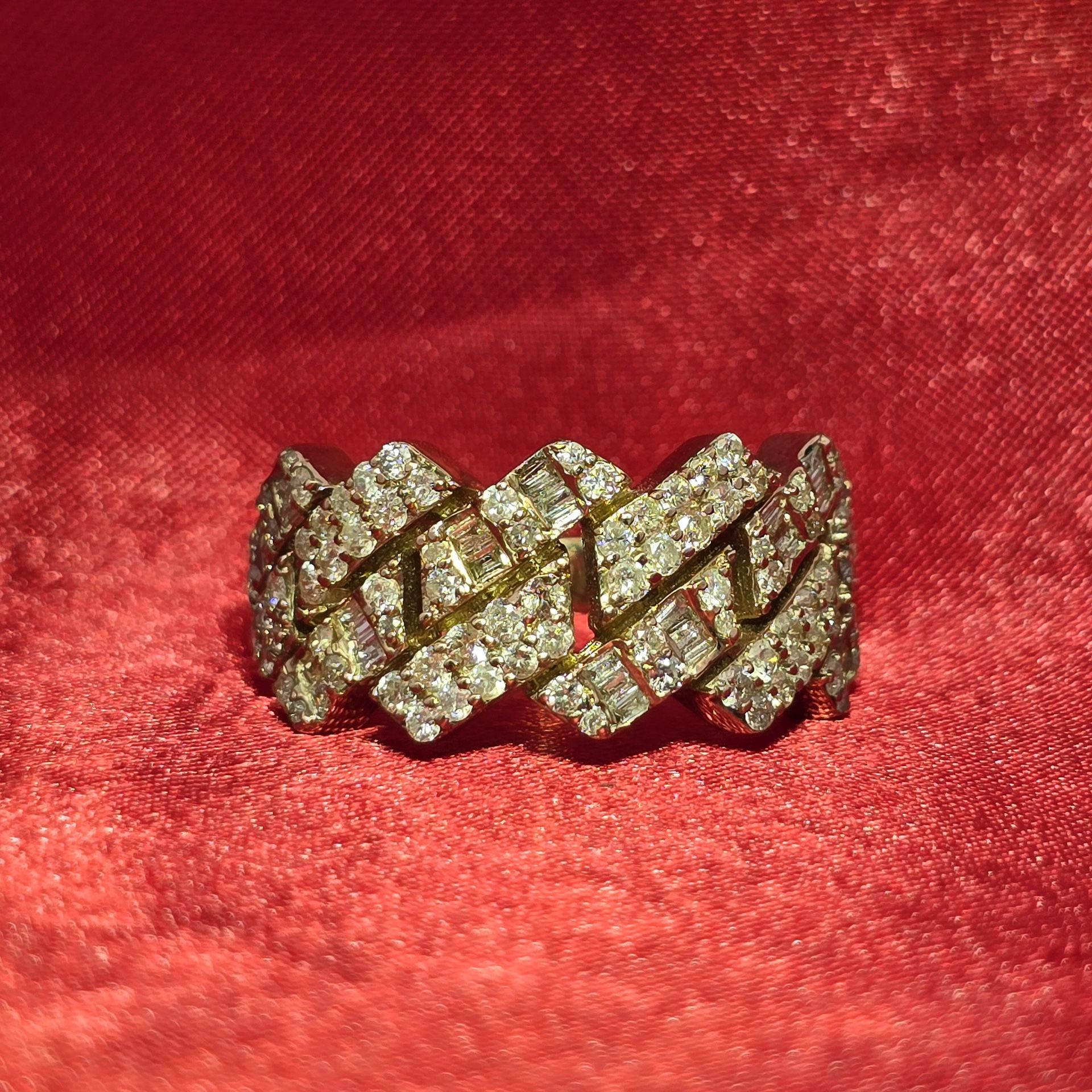 10k Yellow Gold Diamond Cuban Link Ring 2.50 ctw