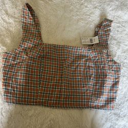 Pacsun LA Hearts Plaid Bustier Tank Top