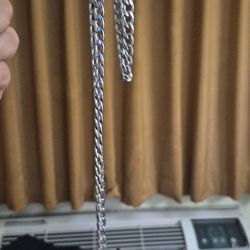 Silver Tone Mens Bracelet And Necklace 