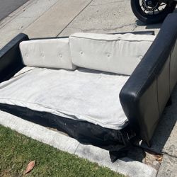 Free IKEA Black Leather Karlstad Couch Frame Only
