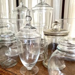 Beautiful Glass Apothecary Jars - Various Sizes, 14 Total