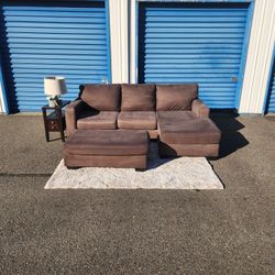 Sofa Couch With Lounge Chaise + Ottoman FREE DELIVERY 