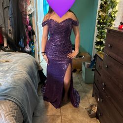 Purple sparkling corset style evening/prom dress