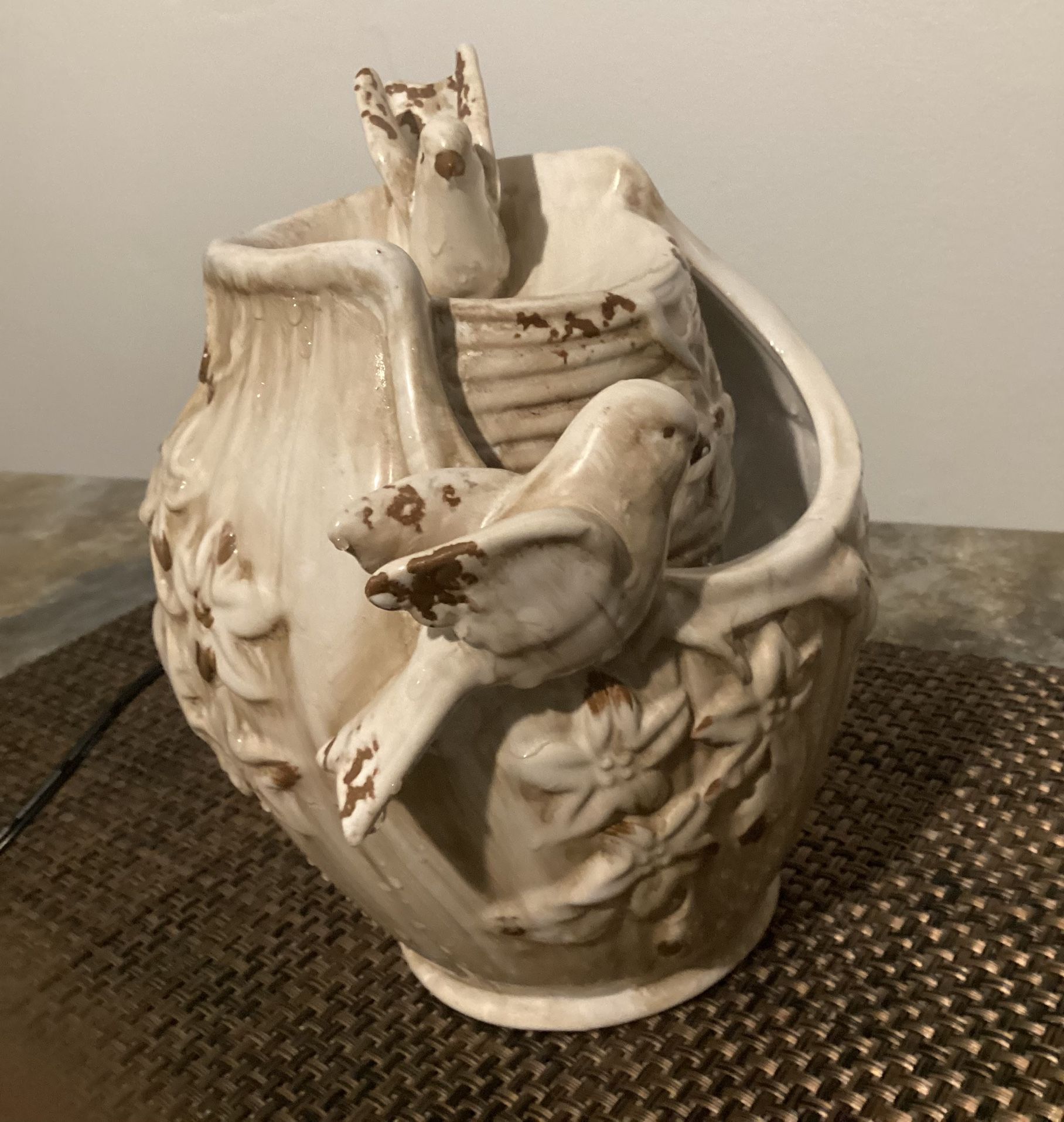 Four Sided Home And Garden Distress, Birdbath Water Fountain With Pump